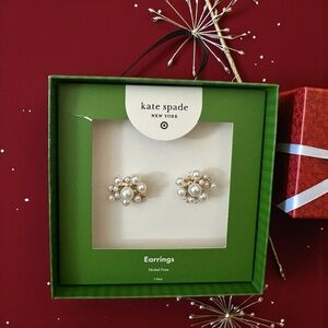 Kate Spade X Target Pearl & Rhinestone Gold Cluster Earrings New In Box